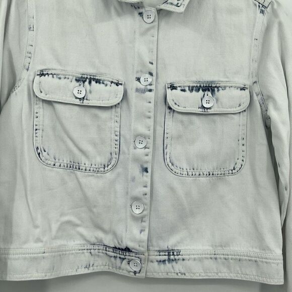 Cloth & Stone Light Blue Chambray Acid Wash Button Up Denim Jacket Small - Picture 3 of 6